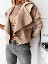 Women's Jackets Fashion Lapel Button Crop Jacket