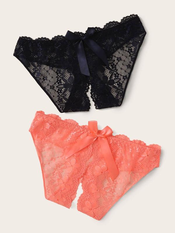 2pack Floral Lace Scallop Trim Panty Set - INS | Online Fashion Free Shipping Clothing, Dresses, Tops, Shoes