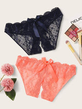 2pack Floral Lace Scallop Trim Panty Set - INS | Online Fashion Free Shipping Clothing, Dresses, Tops, Shoes