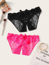 2pack Floral Lace Scallop Trim Panty Set - INS | Online Fashion Free Shipping Clothing, Dresses, Tops, Shoes