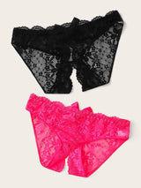 2pack Floral Lace Scallop Trim Panty Set - INS | Online Fashion Free Shipping Clothing, Dresses, Tops, Shoes