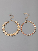 2pcs Rhinestone Flower Decor Bracelet - INS | Online Fashion Free Shipping Clothing, Dresses, Tops, Shoes