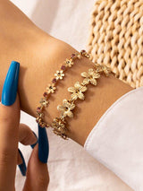 2pcs Rhinestone Flower Decor Bracelet - INS | Online Fashion Free Shipping Clothing, Dresses, Tops, Shoes