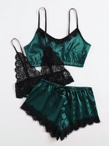 3pack Contrast Lace Satin Lingerie Set - INS | Online Fashion Free Shipping Clothing, Dresses, Tops, Shoes