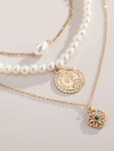 3pcs Coin Faux Pearl Decor Necklace - INS | Online Fashion Free Shipping Clothing, Dresses, Tops, Shoes