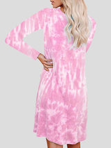 Women's Dresses Tie-Dye Printed Loose Long Sleeve Dress