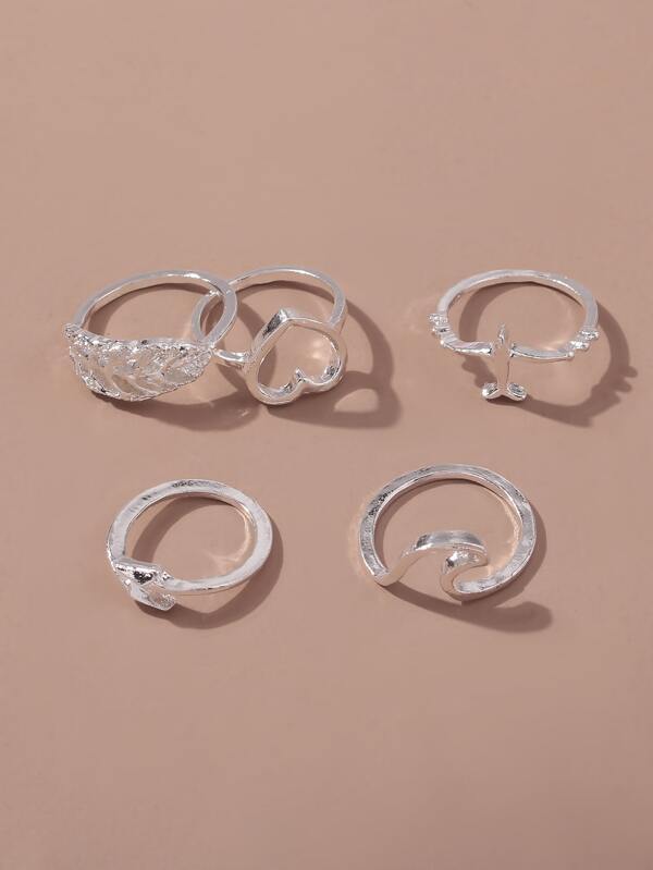 5pcs Heart Decor Ring - INS | Online Fashion Free Shipping Clothing, Dresses, Tops, Shoes