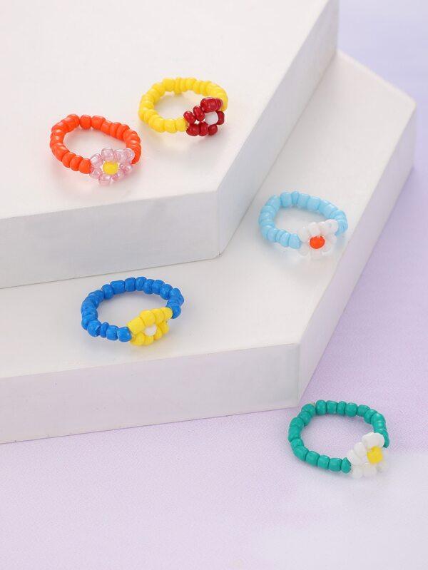 5pcs Simple Beaded Ring - INS | Online Fashion Free Shipping Clothing, Dresses, Tops, Shoes