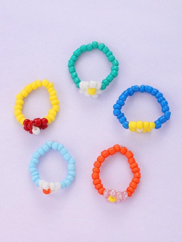 5pcs Simple Beaded Ring - INS | Online Fashion Free Shipping Clothing, Dresses, Tops, Shoes