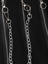 Chain Pull Ring Zippers Cropped Knitwear