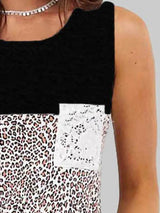 Women's Leopard Stitching Round Neck Vest