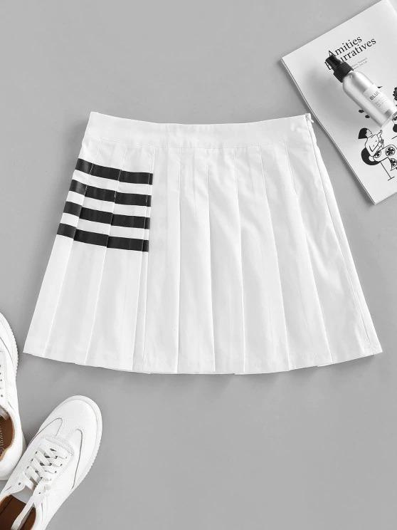 Striped Pleated Mini Skirt