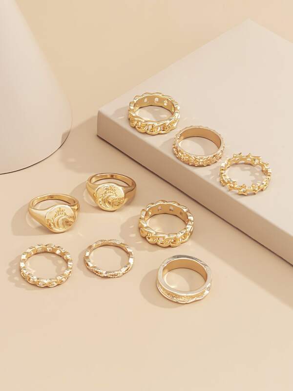 9pcs Star Decor Ring - INS | Online Fashion Free Shipping Clothing, Dresses, Tops, Shoes