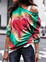 Women's T-Shirts Loose Tie-Dye Printed Long Sleeve T-Shirt