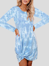 Women's Dresses Tie-Dye Printed Loose Long Sleeve Dress