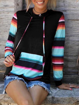 Women's Hoodies Rainbow Long Sleeve Pocket Hoodie