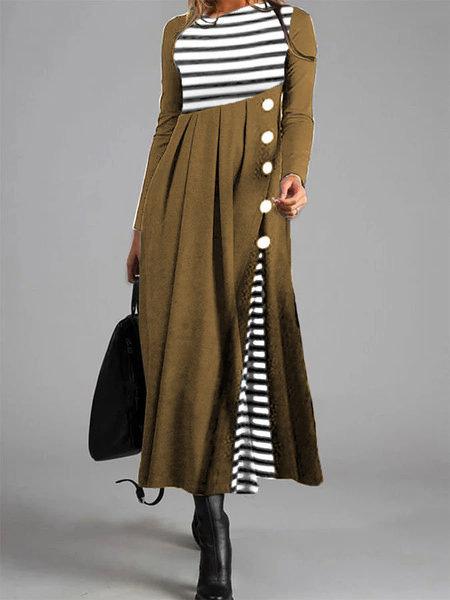 Women's Dresses Striped Round Neck Long Sleeve Dress