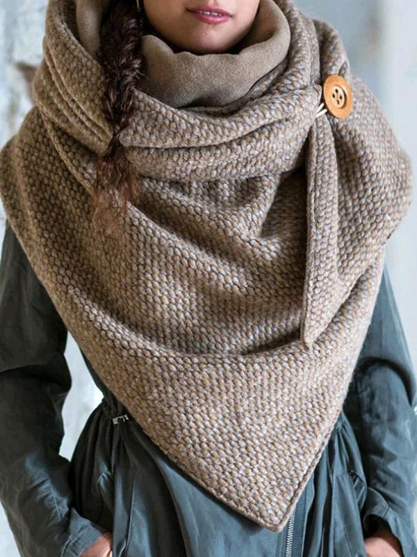 Women's Scarfs Pure Thick Warm Button Shawl Scarf