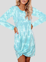 Women's Dresses Tie-Dye Printed Loose Long Sleeve Dress