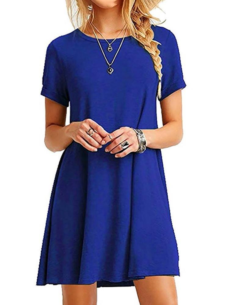 A-Line Casual Short Sleeve T-Shirt Dress - INS | Online Fashion Free Shipping Clothing, Dresses, Tops, Shoes