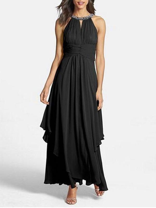 A-Line Scoop Neck Asymmetrical Chiffon Junior Bridesmaid Dress With Ruffle Bow - Maxi Dresses - INS | Online Fashion Free Shipping Clothing, Dresses, Tops, Shoes - 03/02/2021 - Black， Purple - Casual