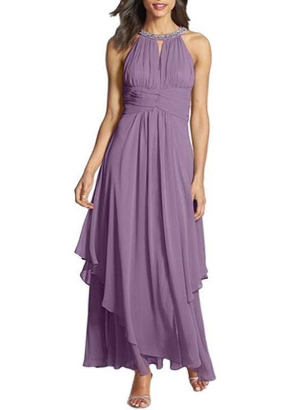 A-Line Scoop Neck Asymmetrical Chiffon Junior Bridesmaid Dress With Ruffle Bow - Maxi Dresses - INS | Online Fashion Free Shipping Clothing, Dresses, Tops, Shoes - 03/02/2021 - Black， Purple - Casual
