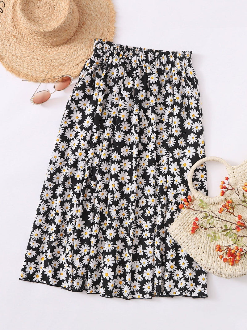 Allover Daisy Print Skirt - INS | Online Fashion Free Shipping Clothing, Dresses, Tops, Shoes