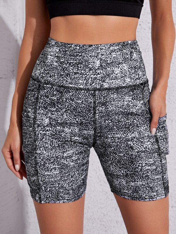 Allover Print Sports Shorts With Phone Pocket - INS | Online Fashion Free Shipping Clothing, Dresses, Tops, Shoes