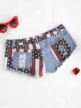 American Flag Frayed Ripped Mini Denim Shorts - INS | Online Fashion Free Shipping Clothing, Dresses, Tops, Shoes