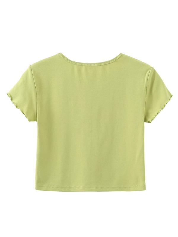 Angel Print Lettuce Trim Tee - INS | Online Fashion Free Shipping Clothing, Dresses, Tops, Shoes