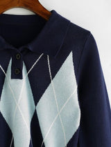 Argyle Cropped Sweater - INS | Online Fashion Free Shipping Clothing, Dresses, Tops, Shoes