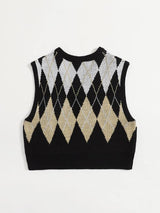 Argyle Pattern Crop Sweater Vest - INS | Online Fashion Free Shipping Clothing, Dresses, Tops, Shoes