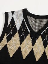 Argyle Pattern Crop Sweater Vest - INS | Online Fashion Free Shipping Clothing, Dresses, Tops, Shoes