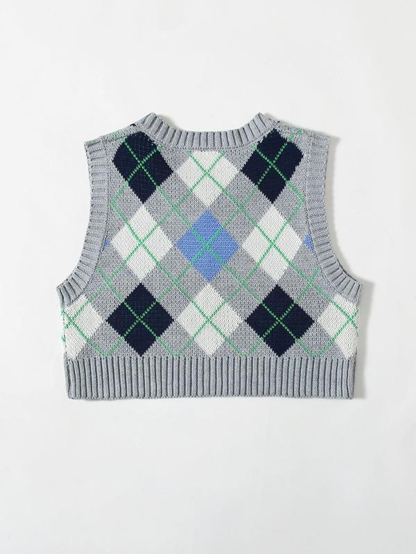 Argyle Pattern Crop Sweater Vest - INS | Online Fashion Free Shipping Clothing, Dresses, Tops, Shoes