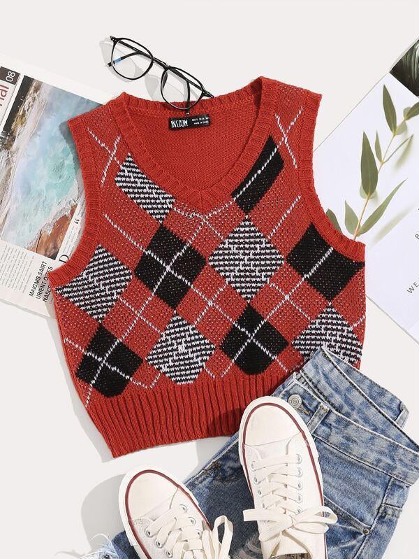 Argyle Pattern Sweater Vest