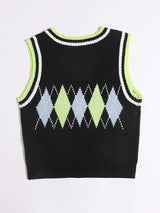 Argyle & Striped Pattern Knit Top - INS | Online Fashion Free Shipping Clothing, Dresses, Tops, Shoes