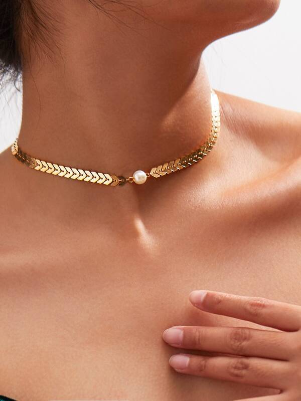 Arrow Choker With Faux Pearl - INS | Online Fashion Free Shipping Clothing, Dresses, Tops, Shoes