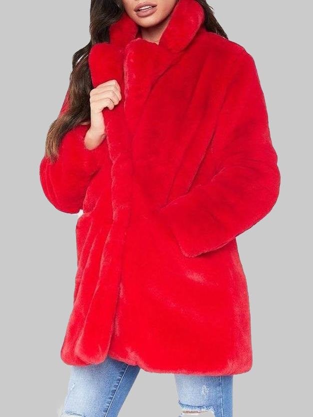 Artificial Wool Turn Down Collar Coat - Coats - INS | Online Fashion Free Shipping Clothing, Dresses, Tops, Shoes - Coats - hide -