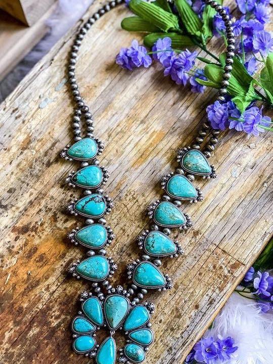 AUTHENTIC TURQUOISE STONE - CHATA NECKLACE - INS | Online Fashion Free Shipping Clothing, Dresses, Tops, Shoes