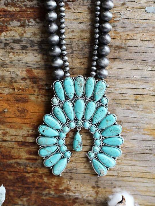 AUTHENTIC TURQUOISE STONES - ZYON NECKLACE - TURQUOISE - INS | Online Fashion Free Shipping Clothing, Dresses, Tops, Shoes