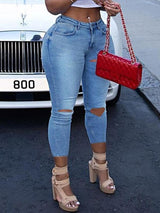 Back Colorful Bandage Denim Plus Size Ripped Jeans - Jeans - INS | Online Fashion Free Shipping Clothing, Dresses, Tops, Shoes - 23/04/2021 - Color_Light Blue - Color_Medium Blue