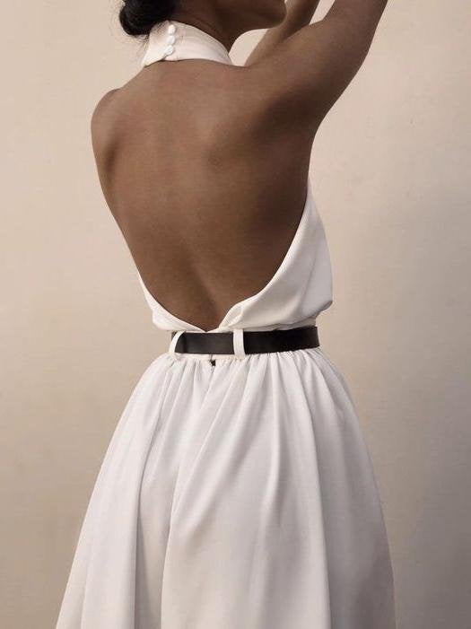 Backless Halterneck Wide Leg Jumpsuit - Jumpsuit & Rompers - INS | Online Fashion Free Shipping Clothing, Dresses, Tops, Shoes - 16/06/2021 - 30-40 - Bottoms
