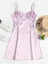 Backless Satin Flared Cami Dress - INS | Online Fashion Free Shipping Clothing, Dresses, Tops, Shoes