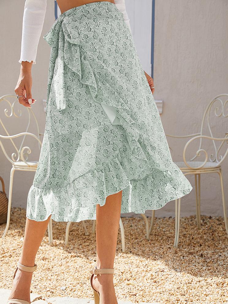 Bandage Split Irregular Floral Chiffon Skirt - Skirts - INS | Online Fashion Free Shipping Clothing, Dresses, Tops, Shoes - 09/07/2021 - 20-30 - Bottoms