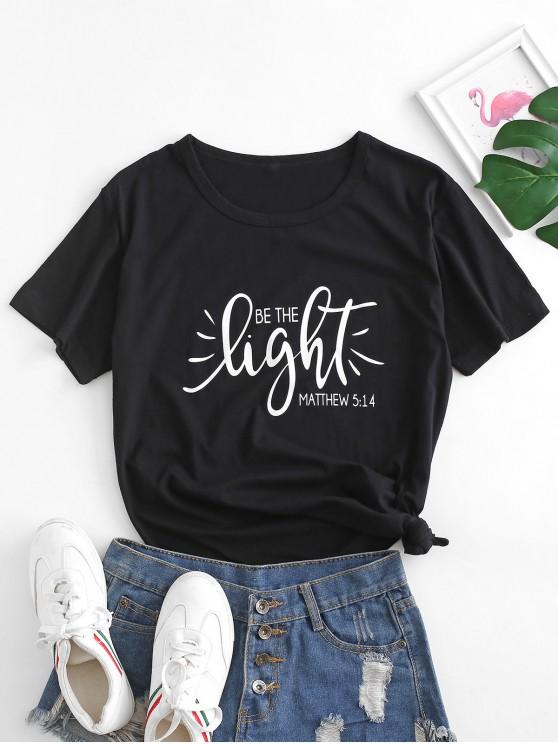 Basic Be The Light Graphic Cotton Tee - INS | Online Fashion Free Shipping Clothing, Dresses, Tops, Shoes
