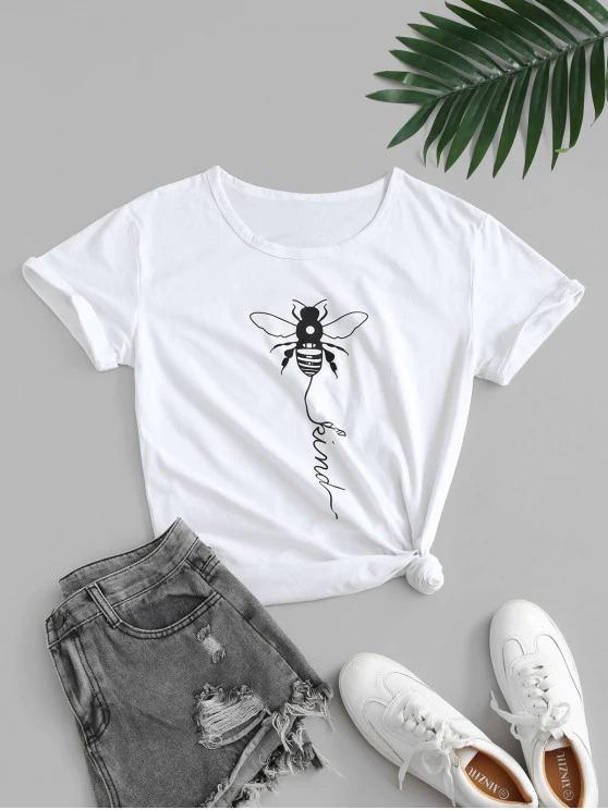 Basic Insect Graphic Tee - INS | Online Fashion Free Shipping Clothing, Dresses, Tops, Shoes