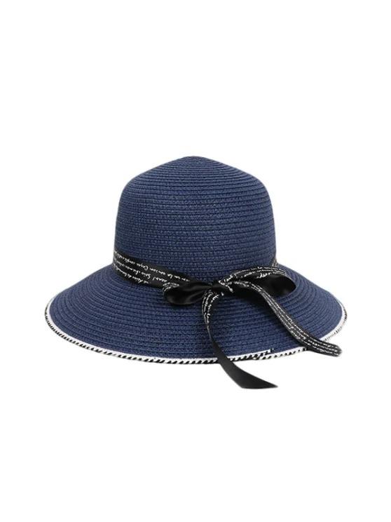 Beach Letter Ribbon Straw Hat - Straw Hat - INS | Online Fashion Free Shipping Clothing, Dresses, Tops, Shoes - 02/09/2021 - Autumn - Blue