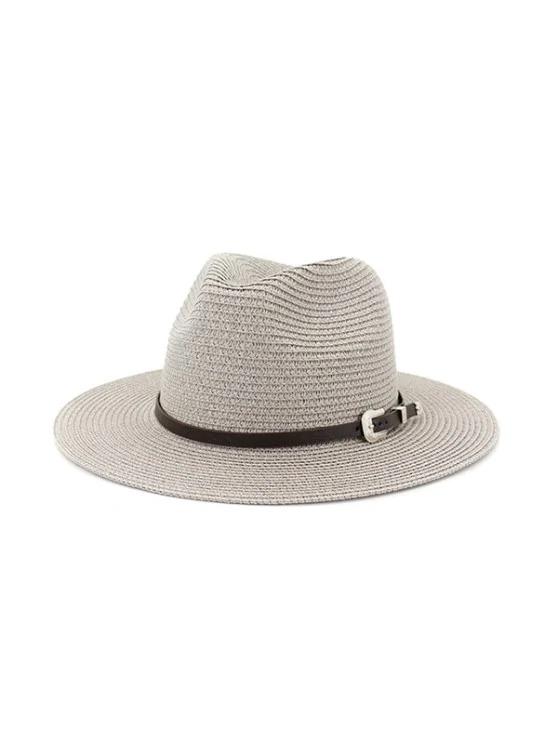 Belt Embellished Straw Outdoor Jazz Beach Hat - Straw Hat - INS | Online Fashion Free Shipping Clothing, Dresses, Tops, Shoes - 02/09/2021 - Autumn - Beige