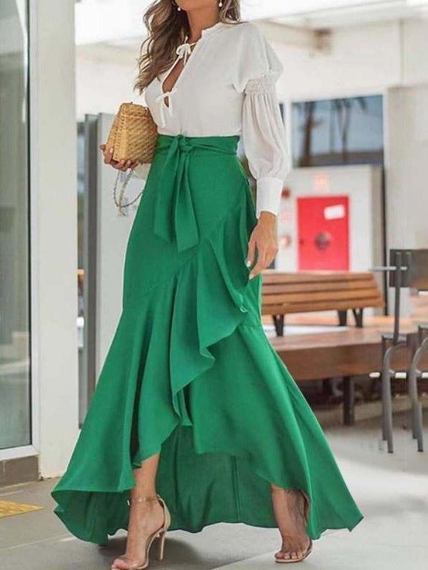 Belt Wrapped Hip Fishtail Skirt High Waist Irregular Skirt - Skirts - INS | Online Fashion Free Shipping Clothing, Dresses, Tops, Shoes - 20-30 - 23/07/2021 - Bottom