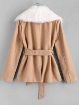 Belted Fur Collar Wool Blend Peacoat - INS | Online Fashion Free Shipping Clothing, Dresses, Tops, Shoes